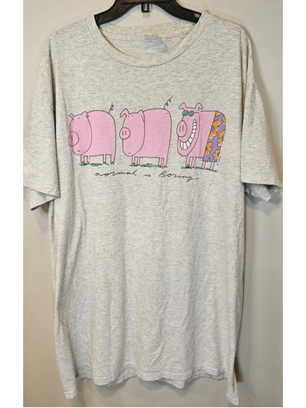 Vintage 1993 Normal Is Boring Pigs T Shirt 90s Single Stitch Oversized